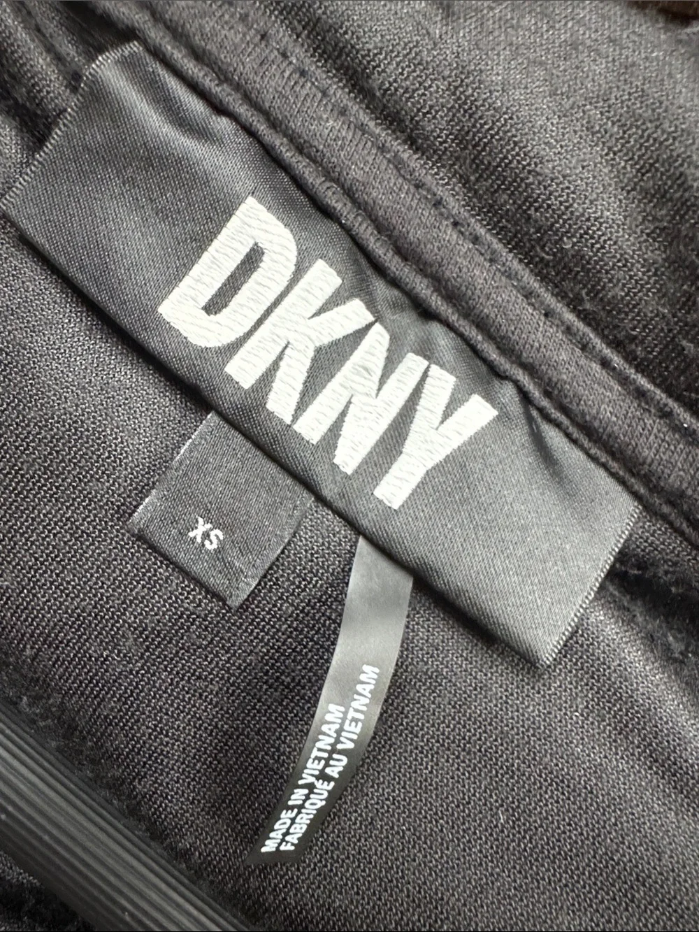 DKNY Black Velvet Hoodie with Gold and silver sequins Logo Sleeve EUC